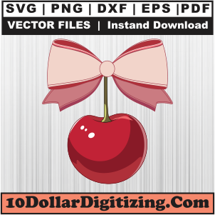 Cherry-With-Bow-Svg-Png