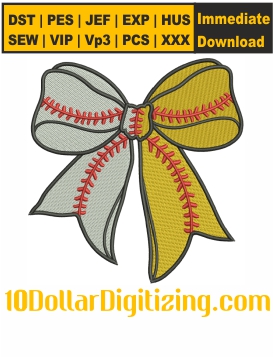 Half-Softball-Half-Baseball-Bow-Embroidery-Design