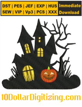 Halloween-House-Embroidery-Design