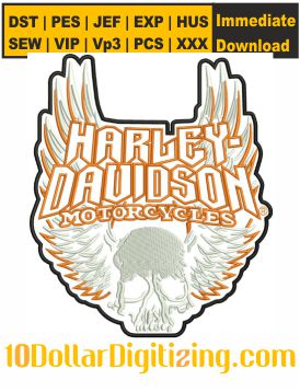 Harley-Davidson-Skull-Wings-Embroidery-Design