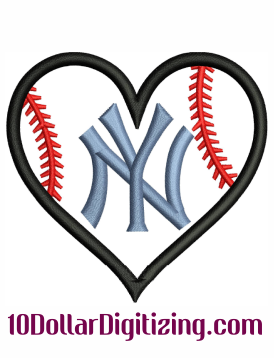 New York Yankees Heart Embroidery Design | New York Yankees Logo ...