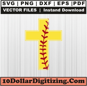 Softball Cross Svg | Softball Christian Cross Png