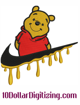 Winnie The Pooh Nike Embroidery File Design Pattern Dst Pes Jef Exp
