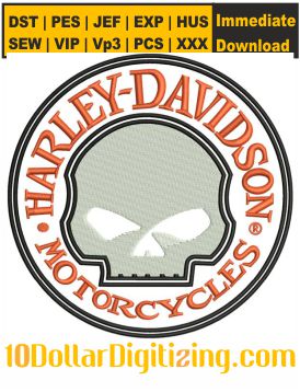 Harley-Davidson-Skull-Logo-Embroidery-Design